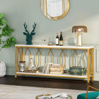 Luxury Style White Faux Marble Two Tier Console Table - Decor Mantra 