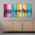 City Skyline Floating Canvas Wall Painting Set of Three - Decor Mantra 