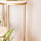 Metal Planter Stand With White Marble At Top - Decor Mantra 
