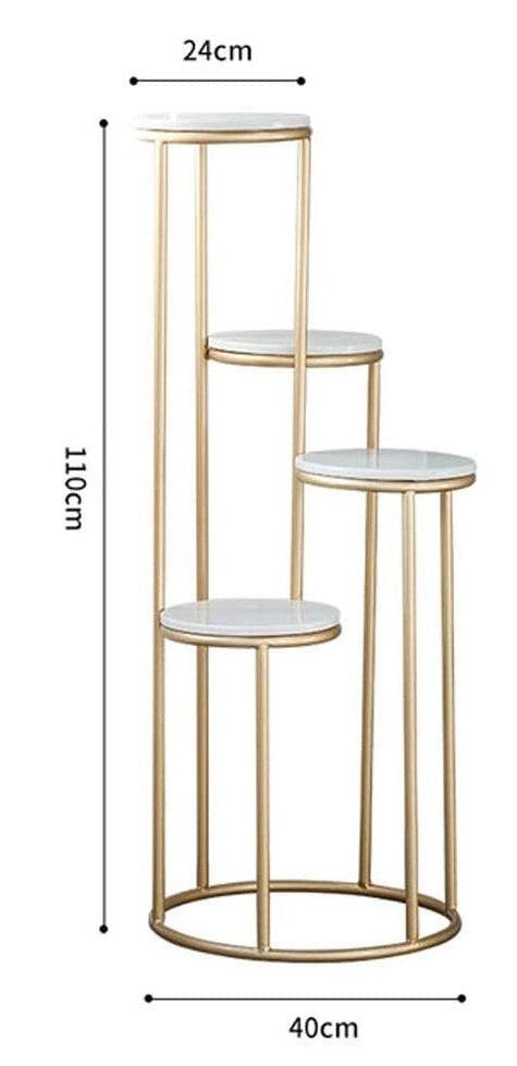 Metal Planter Stand With White Marble At Top - Decor Mantra 