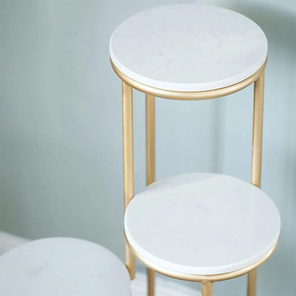Metal Planter Stand With White Marble At Top - Decor Mantra 