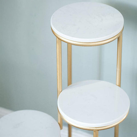Metal Planter Stand With White Marble At Top - Decor Mantra 