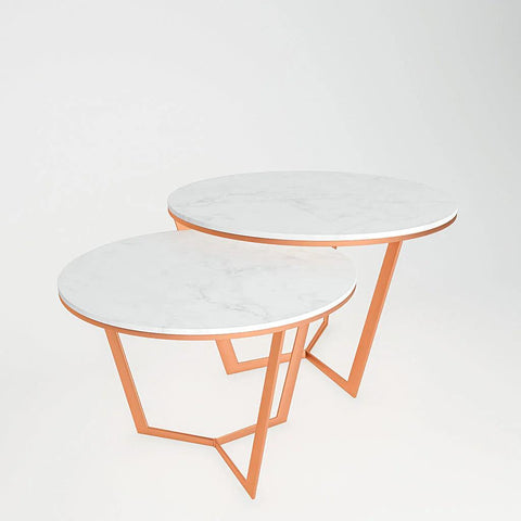 Metallic Nesting Center Tables of Copper Luxe Base Set of 2 - Decor Mantra 