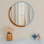 Minimalist Copper & Silver Finish Round Wooden Wall Mirror - Decor Mantra 