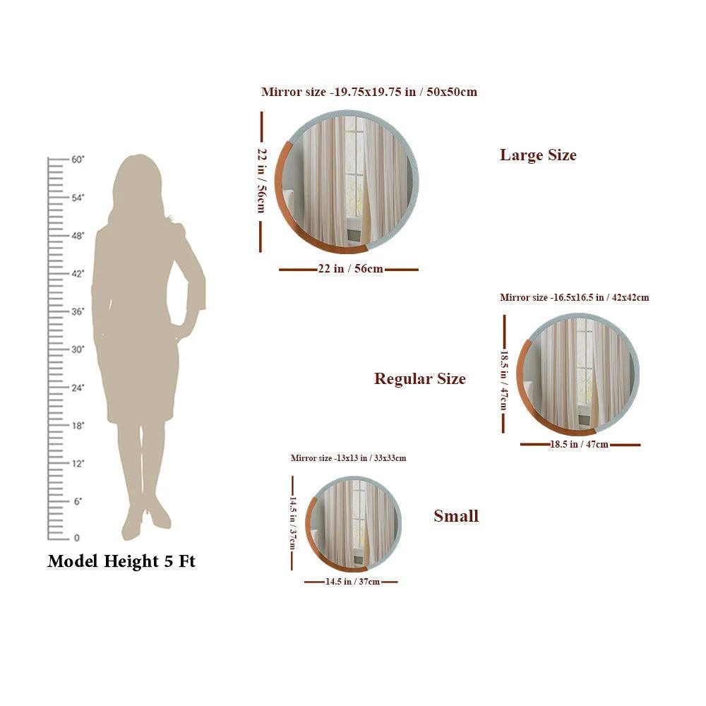 Minimalist Copper & Silver Finish Round Wooden Wall Mirror - Decor Mantra 