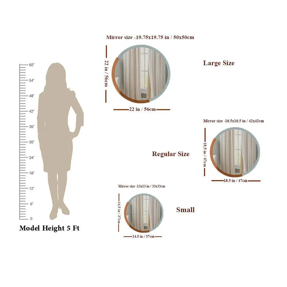 Minimalist Copper & Silver Finish Round Wooden Wall Mirror - Decor Mantra 
