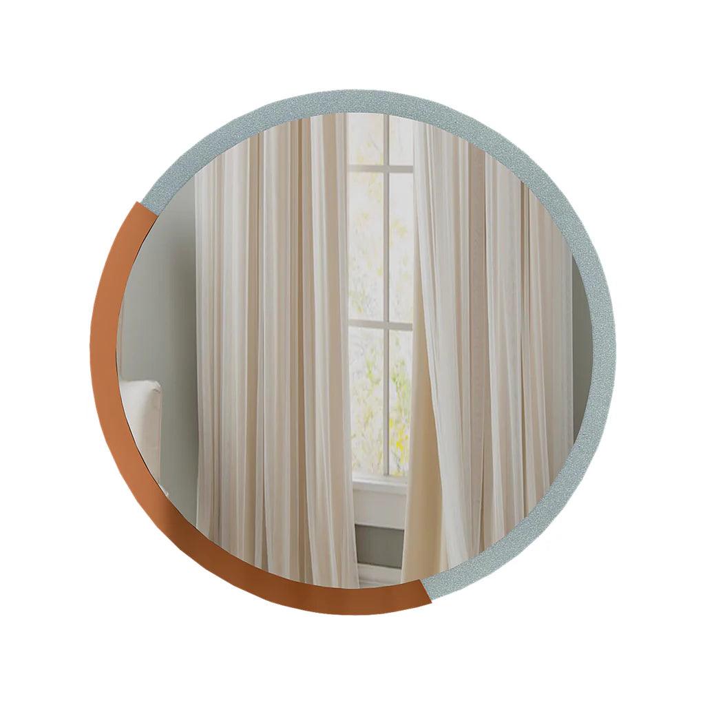 Minimalist Copper & Silver Finish Round Wooden Wall Mirror - Decor Mantra 