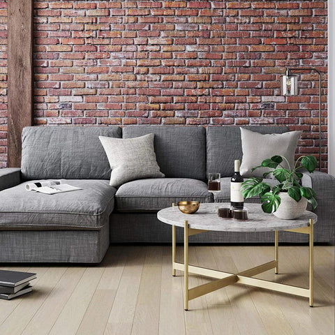 Minimalist Metal Center Table in Criss Cross Matte Finish Gold Base - Decor Mantra 