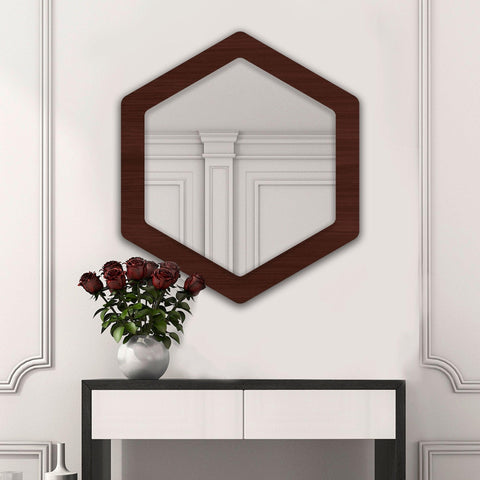 Minimalistic Geometrical Shape Wooden Wall Mirror - Decor Mantra 