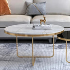 Modern Black & White Round Shaped Nesting Coffee Table Set of 2 - Decor Mantra 