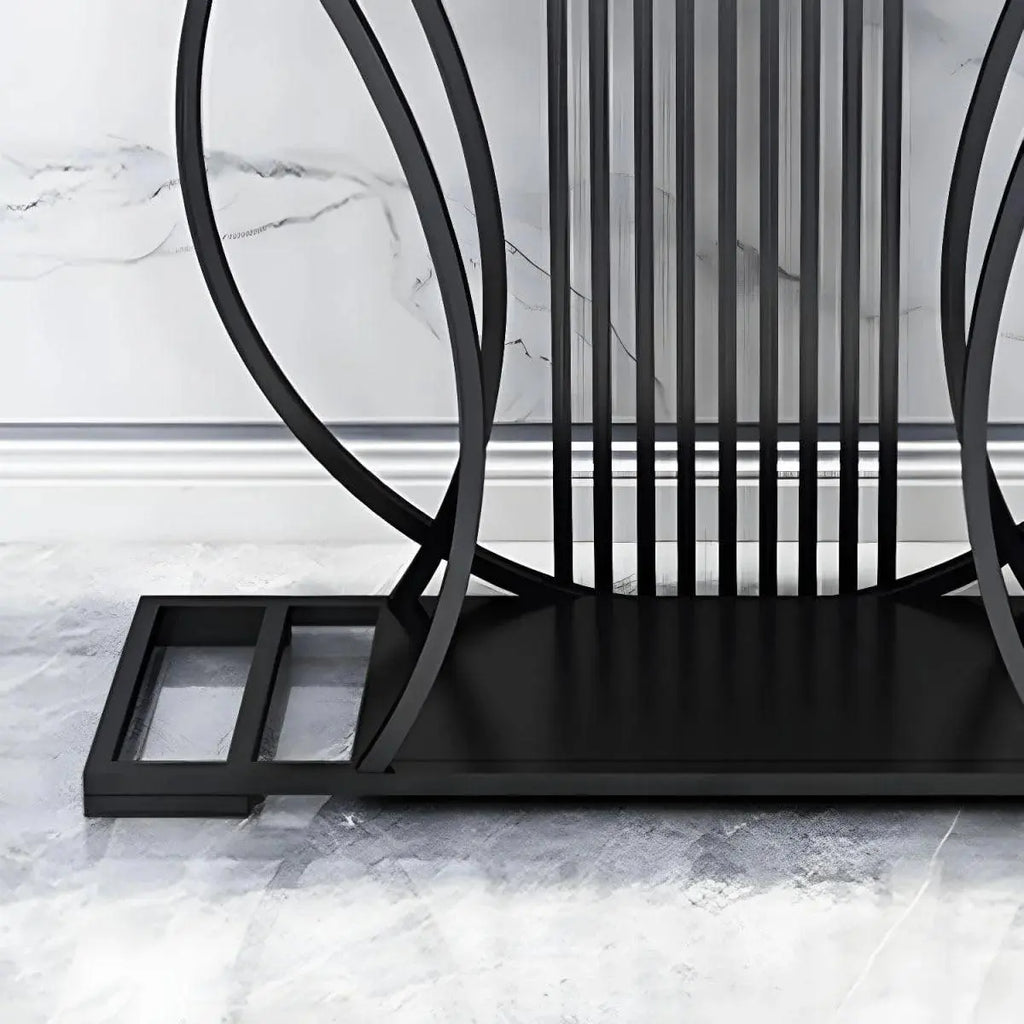 Modern Contemporary White Marble Black Console Table - Decor Mantra 