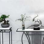 Modern Contemporary White Marble Black Console Table - Decor Mantra 