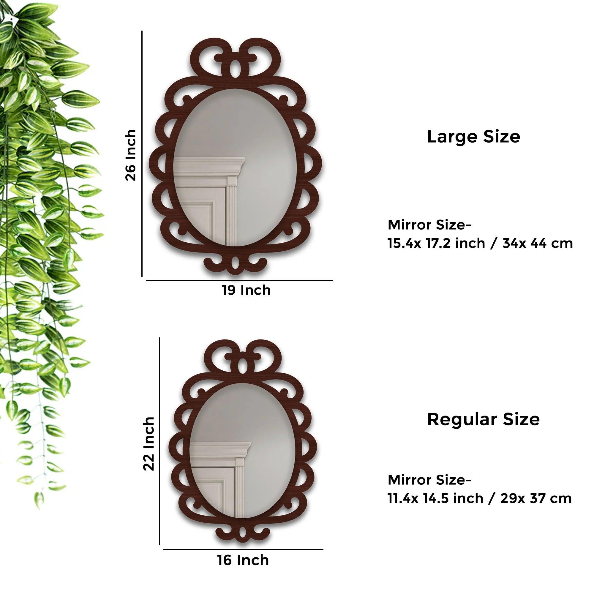 Modern Decorative Brown Oval Shape Wooden Wall Mirror - Decor Mantra 