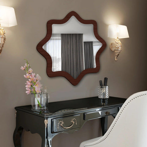 Modern Decorative Star Shape Wooden Wall Mirror - Decor Mantra 