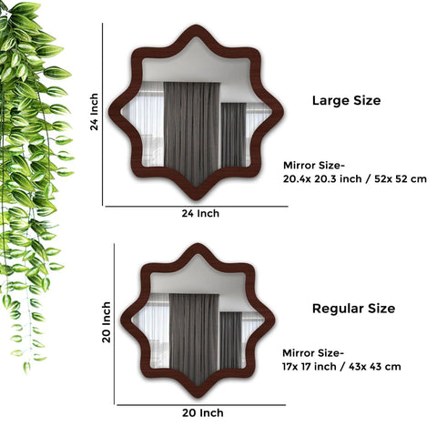 Modern Decorative Star Shape Wooden Wall Mirror - Decor Mantra 
