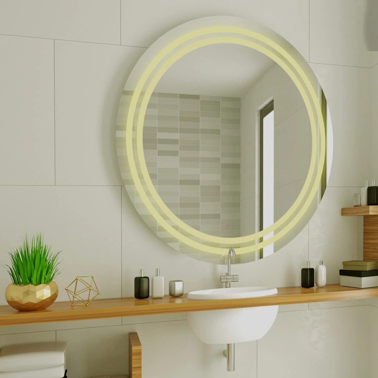 Modern Designed LED Round Shape Bathroom Wall Mirror - Decor Mantra 