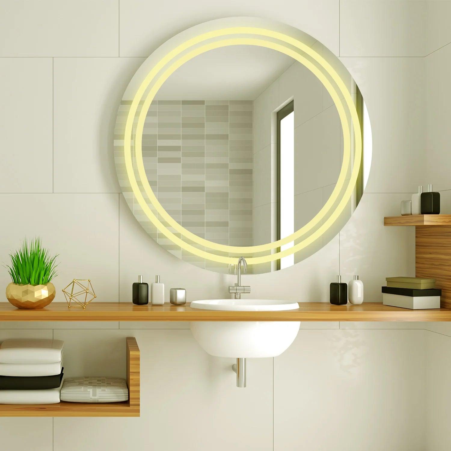 Modern Designed LED Round Shape Bathroom Wall Mirror - Decor Mantra 
