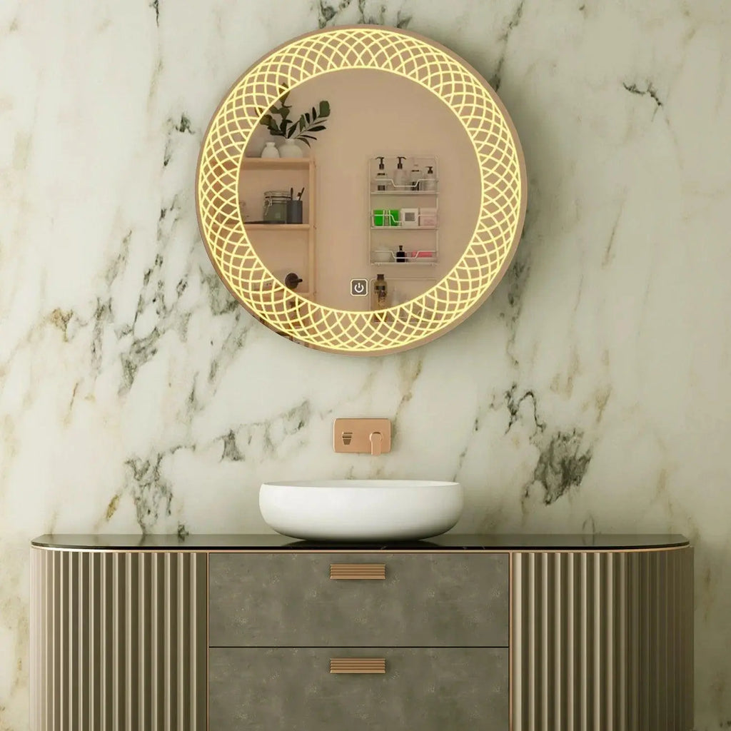 Modern Desinger Illuminating Lunar Bathroom Mirror With LED - Decor Mantra 