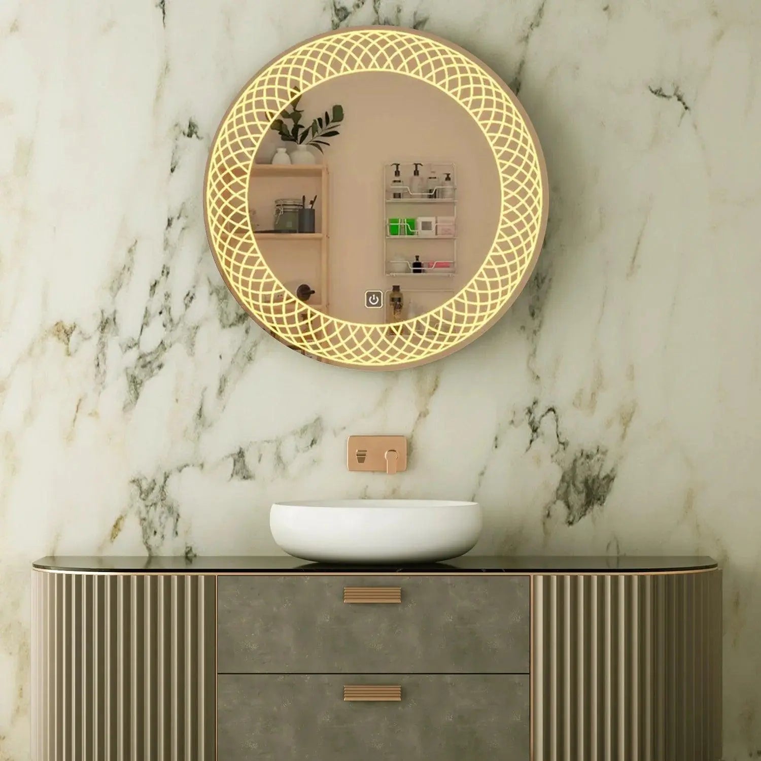 Modern Desinger Illuminating Lunar Bathroom Mirror With LED - Decor Mantra 