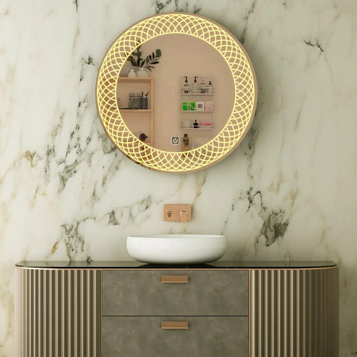 Modern Desinger Illuminating Lunar Bathroom Mirror With LED - Decor Mantra 