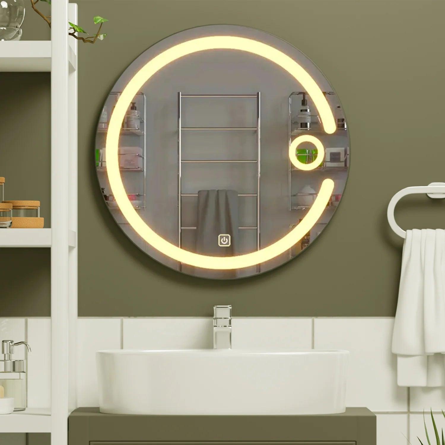 Modern Desinger Illuminating Lunar Bathroom Mirror With LED - Decor Mantra 