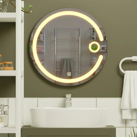 Modern Desinger Illuminating Lunar Bathroom Mirror With LED - Decor Mantra 