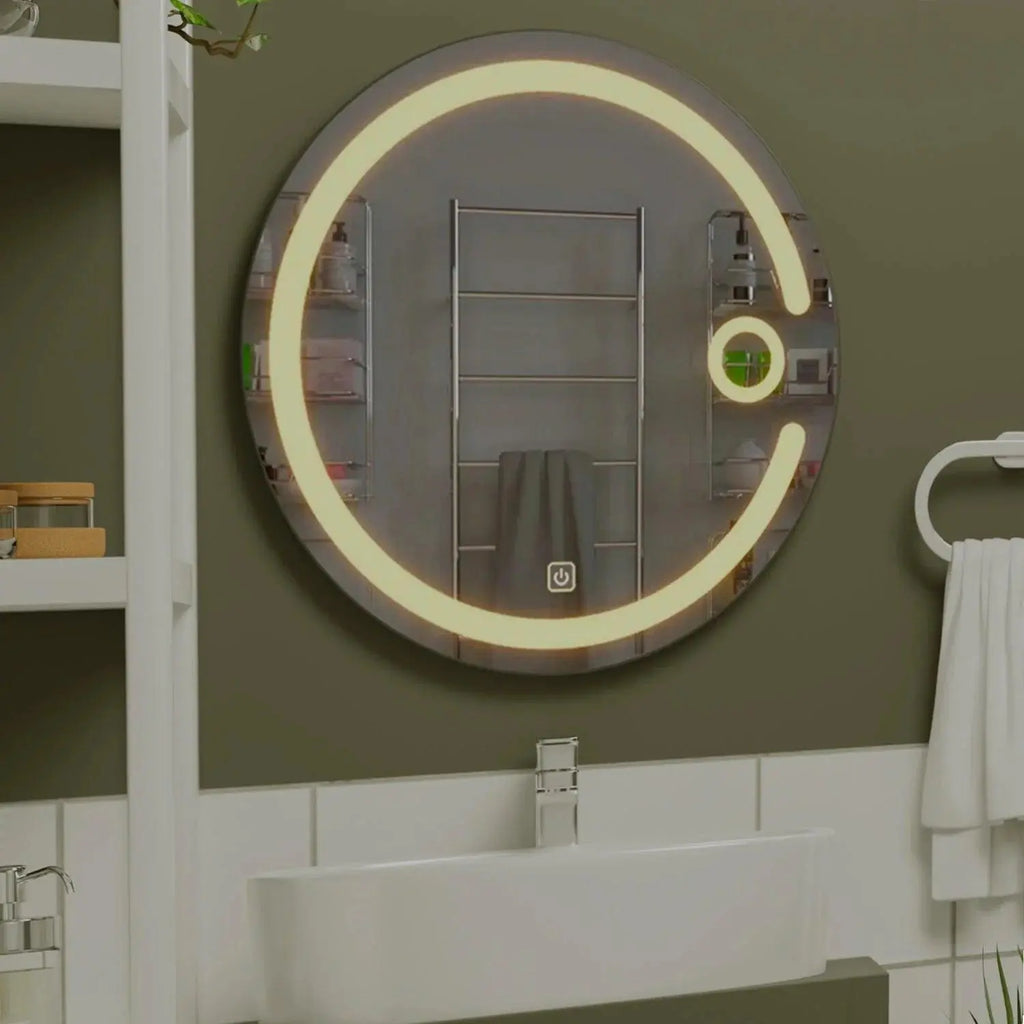 Modern Desinger Illuminating Lunar Bathroom Mirror With LED - Decor Mantra 