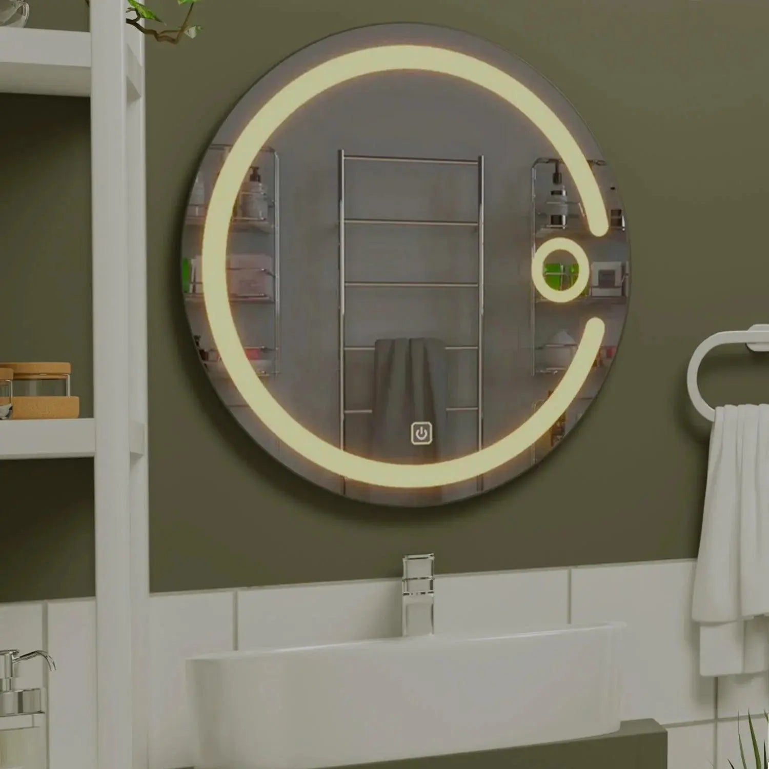 Modern Desinger Illuminating Lunar Bathroom Mirror With LED - Decor Mantra 