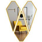 Modern Diamond Shape Vanity Mirrors Set of 3 with Golden Finish Frame - Decor Mantra 