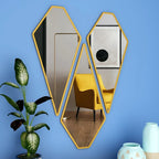 Modern Diamond Shape Vanity Mirrors Set of 3 with Golden Finish Frame - Decor Mantra 