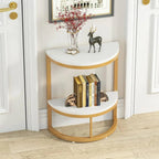 Modern End Semi Circle Side Table with Storage Shelf - Decor Mantra 