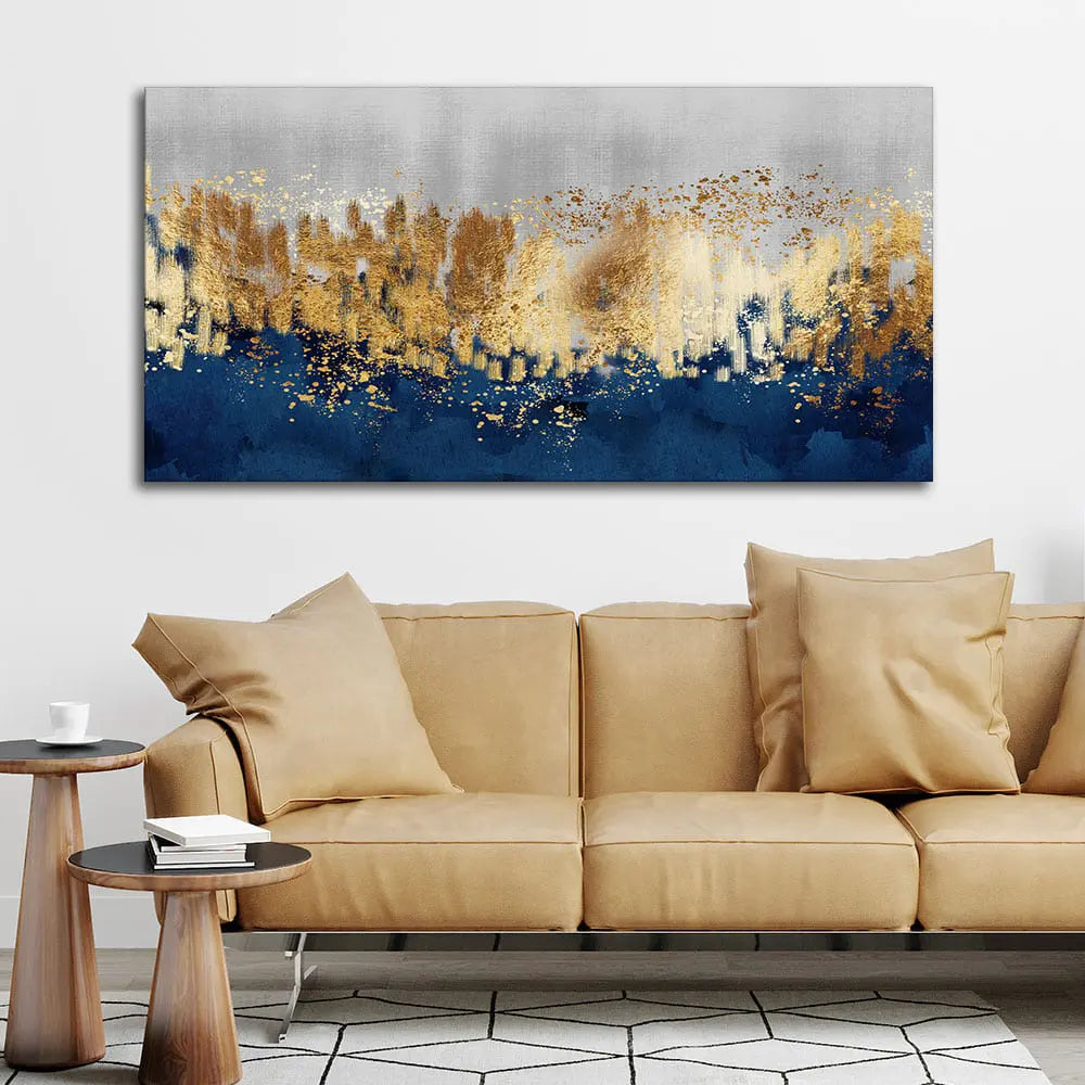 Modern Golden Art Textured Design Premium Canvas Wall Painting Decor Mantra