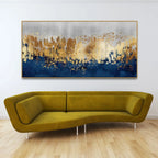 Modern Golden Art Textured Design Premium Canvas Wall Painting Decor Mantra