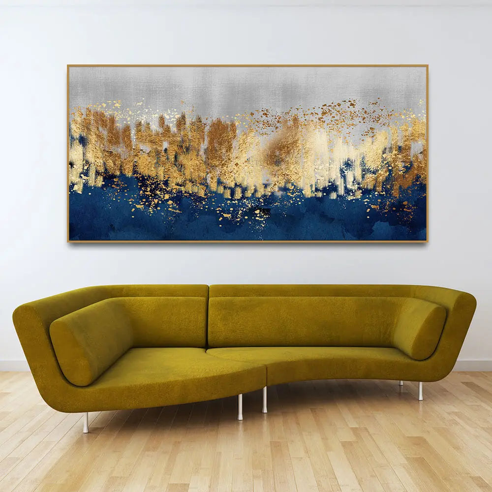 Modern Golden Art Textured Design Premium Canvas Wall Painting Decor Mantra