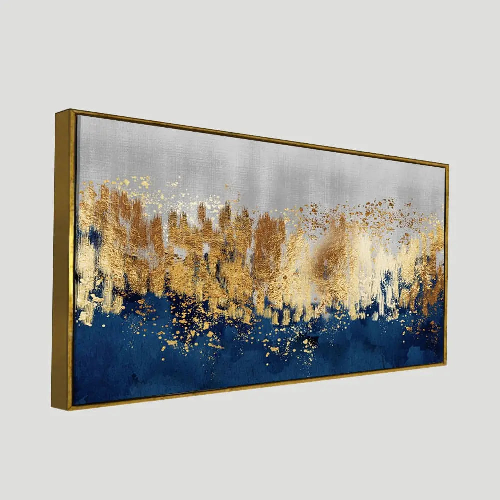 Modern Golden Art Textured Design Premium Canvas Wall Painting Decor Mantra