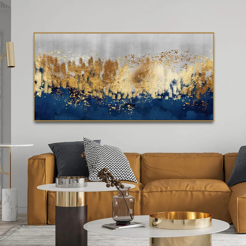 Modern Golden Art Textured Design Premium Canvas Wall Painting Decor Mantra