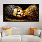 Modern Golden Buddha Statue Premium Canvas Wall Painting Decor Mantra