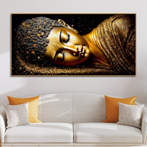Modern Golden Buddha Statue Premium Canvas Wall Painting