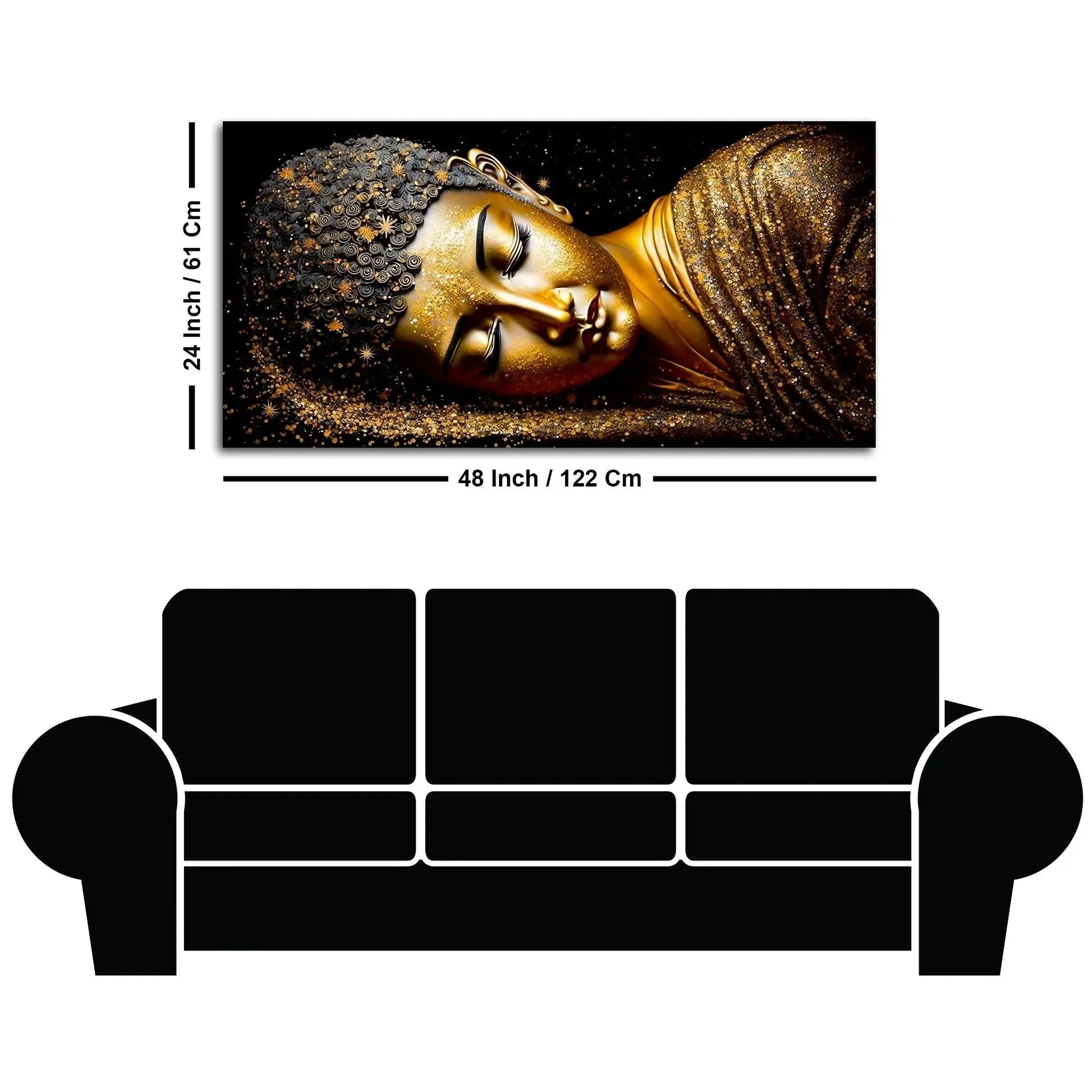 Modern Golden Buddha Statue Premium Canvas Wall Painting Decor Mantra