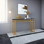 Modern Luxury Black Marble Console Table with Metal Finish - Decor Mantra 