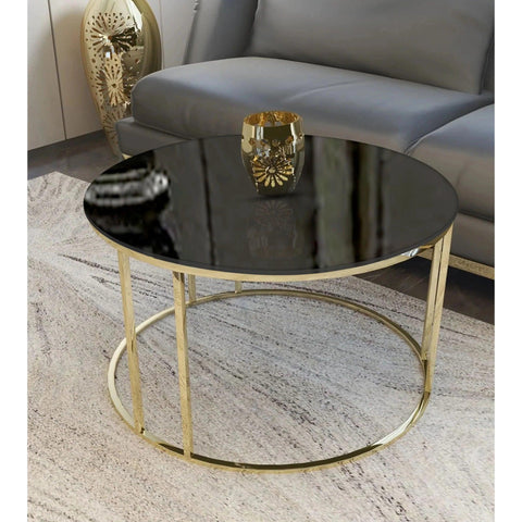 Modern Faux Marble Black Matte Finish Metal Centre Table - Decor Mantra 