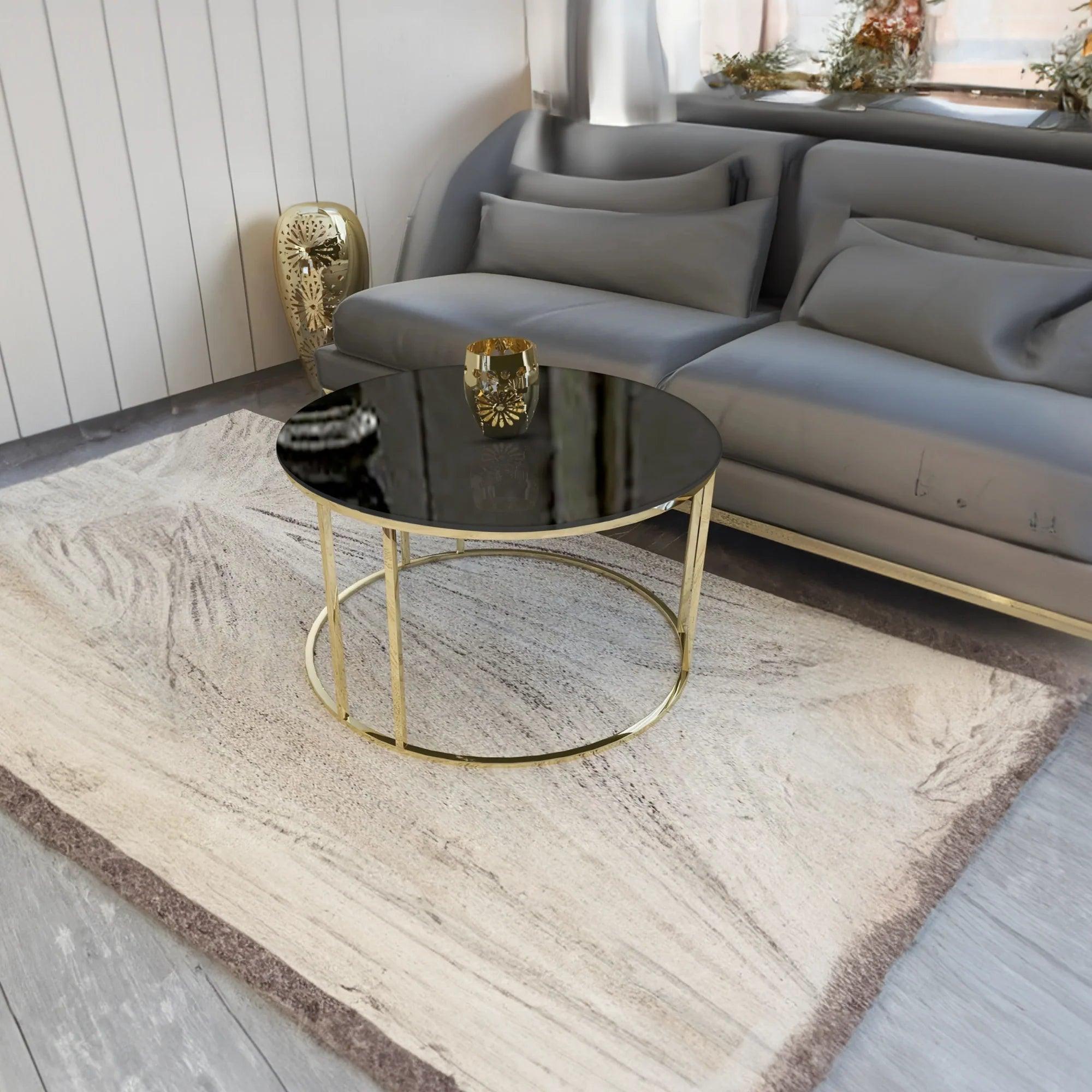 Modern Faux Marble Black Matte Finish Metal Centre Table - Decor Mantra 