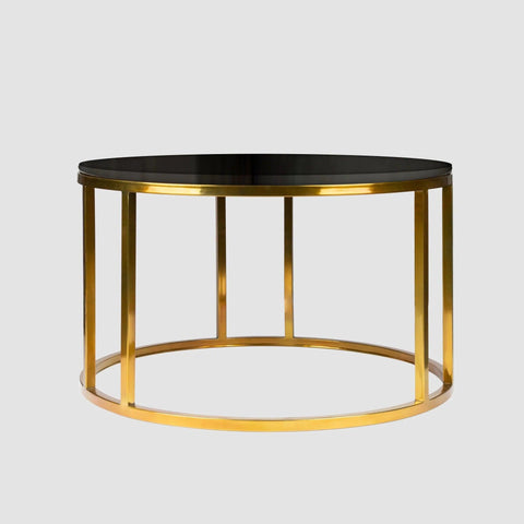 Modern Faux Marble Black Matte Finish Metal Centre Table - Decor Mantra 
