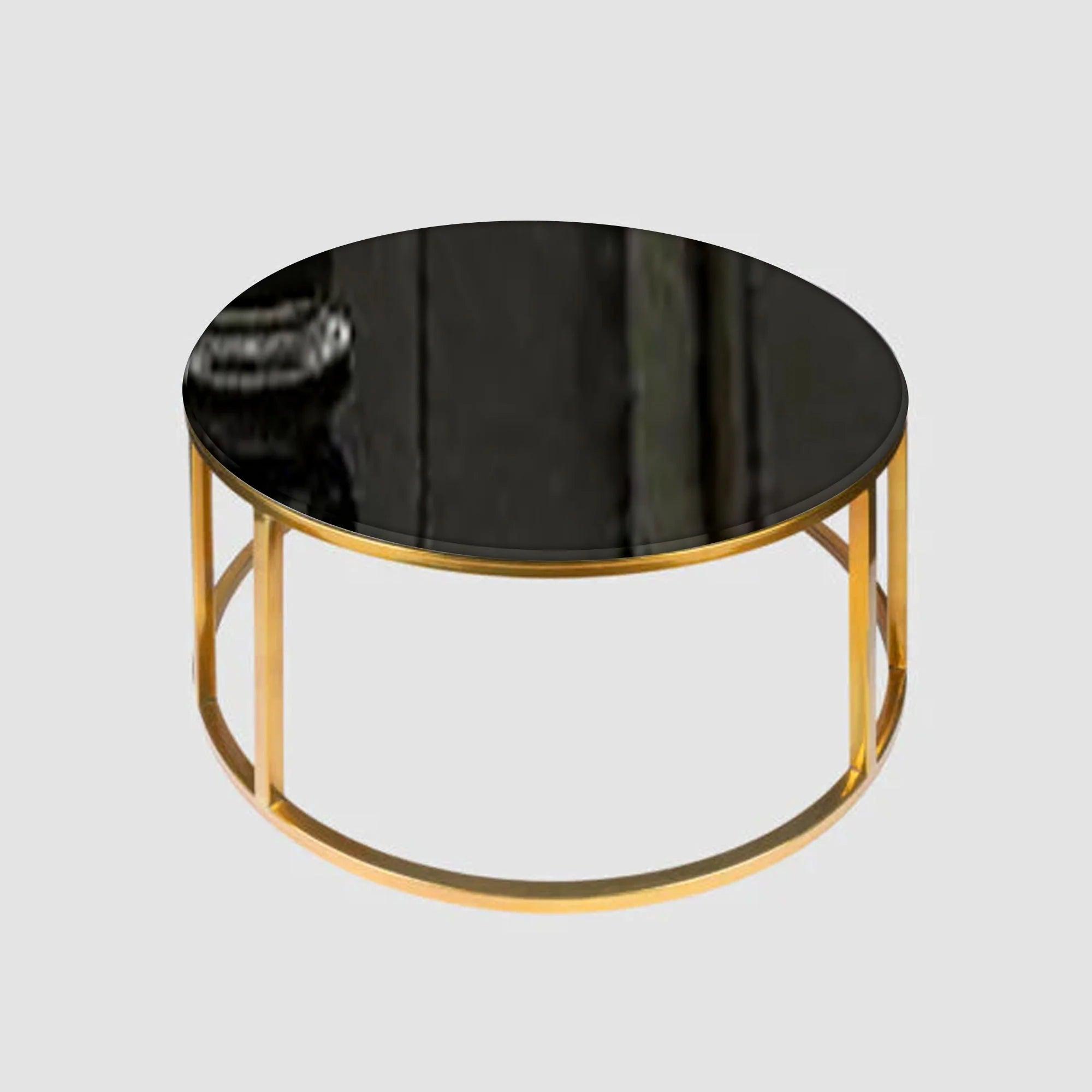 Modern Faux Marble Black Matte Finish Metal Centre Table - Decor Mantra 