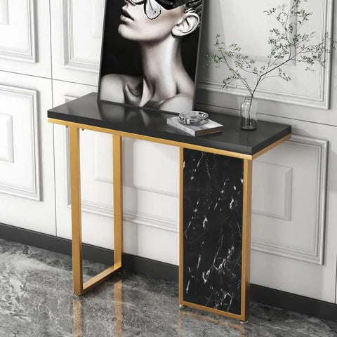 Modern Opulence Black Marble Gold Console Table - Decor Mantra 