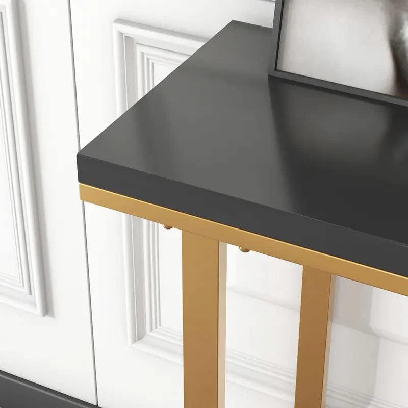 Modern Opulence Black Marble Gold Console Table - Decor Mantra 