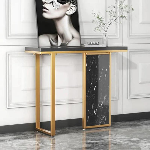 Modern Opulence Black Marble Gold Console Table - Decor Mantra 