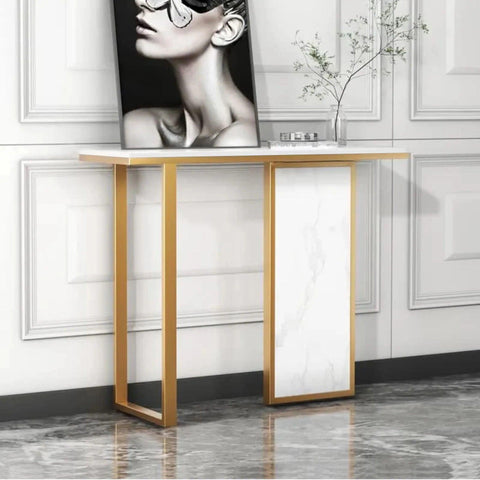 Modern Opulence White Marble Gold Console Table - Decor Mantra 