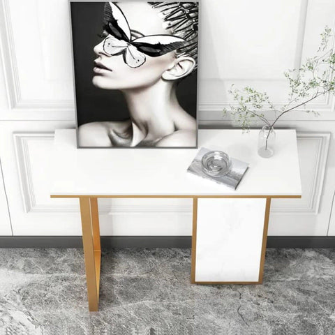 Modern Opulence White Marble Gold Console Table - Decor Mantra 