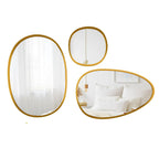 Modern Pebble Shaped Wall Mirrors Set of 3 with Golden Finish - Decor Mantra 
